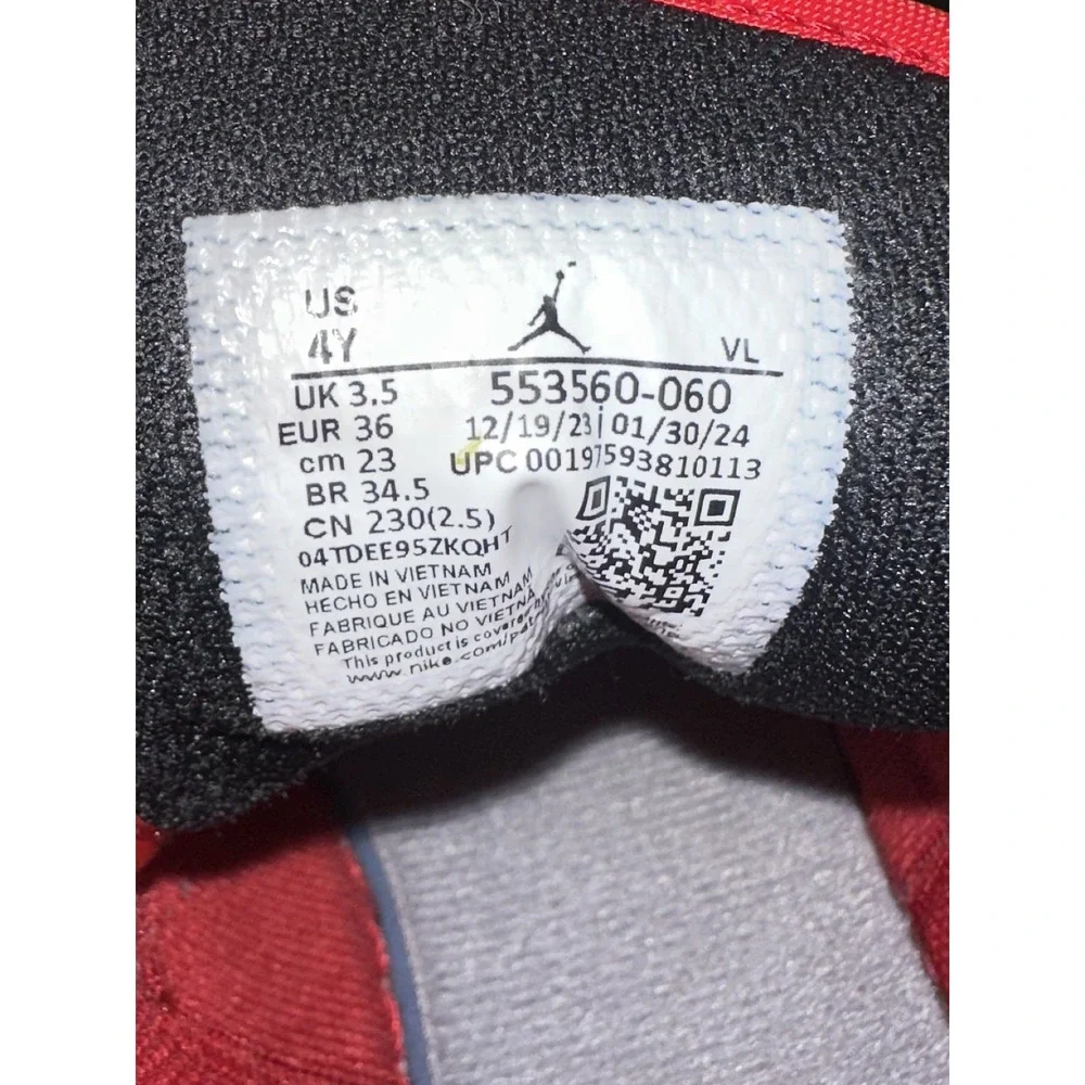 Nike Jordan 1 Low Cement Fire Red Shoes 553560-060 GS 4 /WMNS 5.5‎